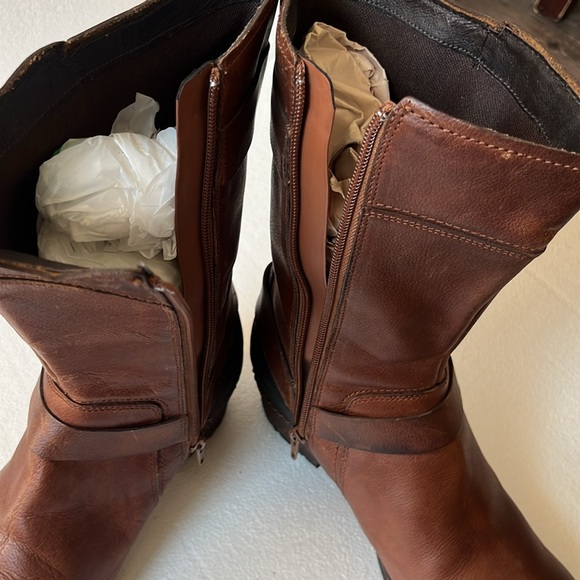 Merrell Women Oak leather Mid Calf Moto boot water resistant buckle harness 10.5 - Picture 7 of 16